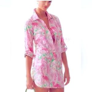 128.00 NWT LILLY PULITZER XS JUPITER TUNIC PREP GREEN PINK COLONY
